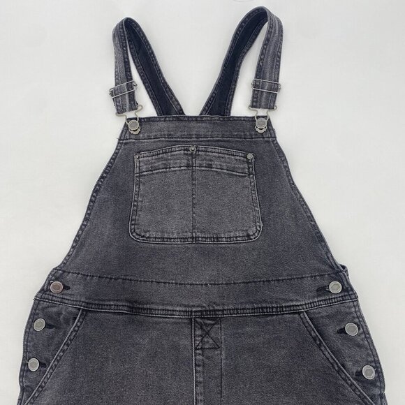 RVCA Women’s Size Large Shorts Bib Overall Black Denim Shortalls Skater Y2K - Picture 4 of 12